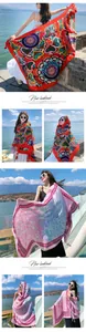 Elegant ethnic style oversized cotton linen scarf shawl for outdoor travel vacation
