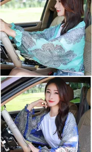 Elegant paisley chiffon sun protection shawl for driving UV protection and cooling