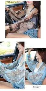 Detailed shots of versatile chiffon sun protection shawl with elegant paisley print patterns.