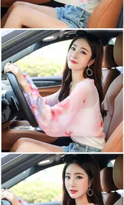 Elegant floral chiffon sun protection shawl for driving and outdoor summer activities
