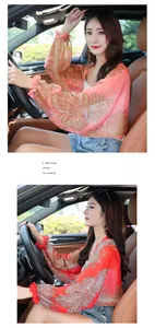 Breathable paisley chiffon sun protection shawl for women driving in summer heat.