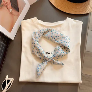 Pañuelo Cuadrado Retro Francés Mezcla de Algodón Paisley Lunares Floral Estampado Calentador de Cuello Diadema Bandana Mujer Accesorios
