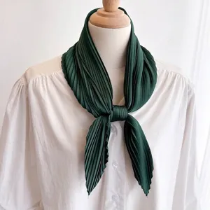 Women Elegant Pleated Satin Feel Square Scarf Solid Color Neck Scarf Fashionable Headband Hair Band For Office Daily Professional Wear