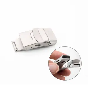 201 Stainless Steel Double Press Butterfly Buckle Insurance Clasp For DIY Silicone Jewelry Watch Band Accessories Replacement 18mm