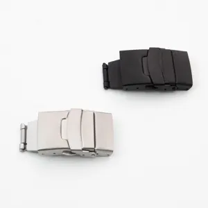 18mm 201 stainless steel double-press safety clasps in black and silver finishes