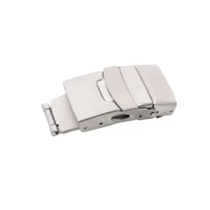 Durable silver stainless steel double-press insurance buckle for 18mm watch strap DIY
