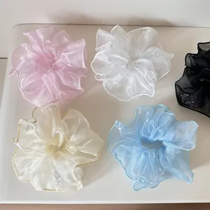 Koreanischer Stil Minimalistisch Organza Großer Haargummi Für Damen Dünne Atmungsaktive Künstliche Perle Haarschmuck Elastisches Haarband