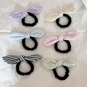 Lazo para el Cabello con Cuadros Estilo Preppy Vintage Rayado Banda Elástica para el Cabello para Mujer Dulce Lazo Accesorios Diarios