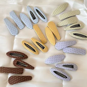 Pince à Cheveux en Tissu à Pois de Style Coréen pour Femmes Sucré Polyester Coton Snap Clip Bangs Épingle à Cheveux Filles Accessoires de Cheveux
