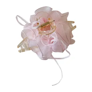Elegant pink bubble mesh hair claw clip for women's bun hairstyle and daily hair styling