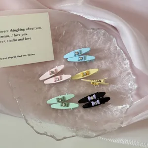 Sweet Rhinestone Bow Duckbill Hair Clip For Women Korean Style Bowknot Side Bang Clip Alloy Hair Accessory Collection