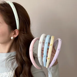 Diadema Acolchada de Esponja Estilo Coreano Dulce Con Lazo y Strass Banda para el Cabello Alta para Mujer Tocado