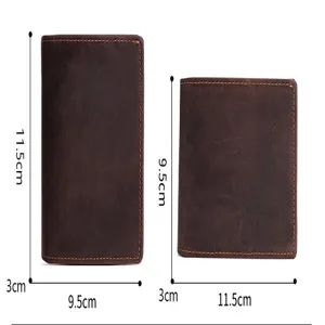 Dimensiones de la cartera de cuero Crazy Horse para hombre en estilos vertical y horizontal
