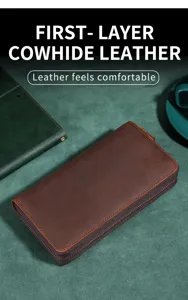Nahaufnahme einer hochwertigen braunen Herren-Brieftasche aus erstklassigem Rindsleder