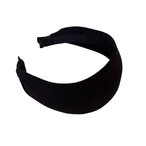 Thickened wide striped headband for women with high top design in solid black