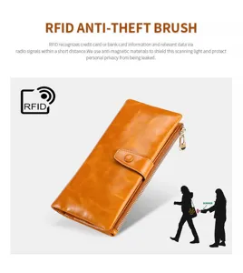 Infografik zum RFID-Diebstahlschutz für Damen-Ledergeldbörse im Langformat