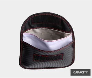 Interior view showing the shielding capacity of the carbon fiber car key pouch
