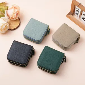 Elegant double-layer cowhide leather jewelry organizer bag for rings and necklaces