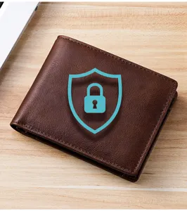 Portafoglio uomo in pelle bovina cerata marrone con protezione RFID e design elegante