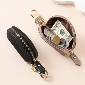 Porte-monnaie en cuir en forme de cœur et porte-clés de voiture avec crochet doré