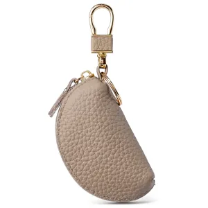 Pochette à clés de voiture en cuir de litchi et porte-monnaie avec fermoir doré élégant