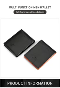 Carteras de cuero para hombre delgadas y multifuncionales, duraderas y elásticas, en negro y naranja