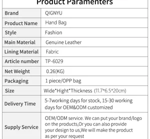 Umfassende Produktdatentabelle für Herren-Brieftasche und Handtasche aus echtem Leder