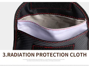 Macro shot of the radiation protection cloth layer in an RFID blocking key pouch bag.