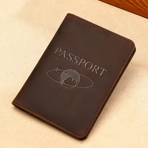 RFID Blocking Genuine Leather Passport Holder Multi-Function Travel Wallet Crazy Horse Leather Passport Cover Case For Men Women