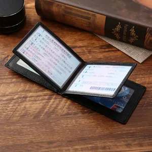 Classic Litchi Pattern PU Leather Driver's License Holder Multi-Slot Card Case Business Document Organizer For Men Women