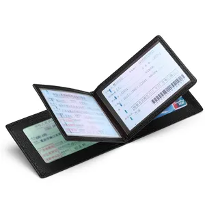 Black textured leather driving license and vehicle registration document holder wallet