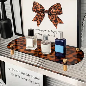 Detailed view of the French retro leopard print acrylic tray for perfume display.