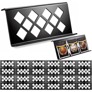 Modular black acrylic display stand for sports trading cards and gaming card sets