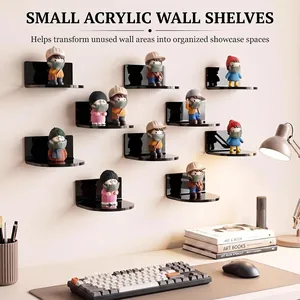 Small acrylic wall shelves floating display racks for miniature figures and room decor