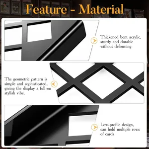 Detail showing thickened bent acrylic and geometric pattern of trading card rack.