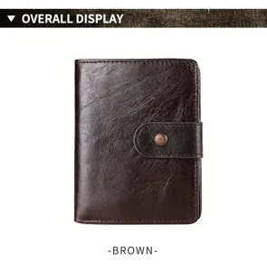 Detailansicht einer braunen Retro-Brieftasche aus Crazy Horse Leder mit Verschluss
