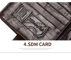 Detailansicht des SDM-Kartenfachs in einer Retro-Geldbörse aus Crazy Horse Leder