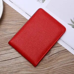 Professional slim red pebbled PVC leather driving license cover and business card holder sleeve