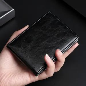 Premium black leather ultra-thin driver's license holder for car vehicle documents