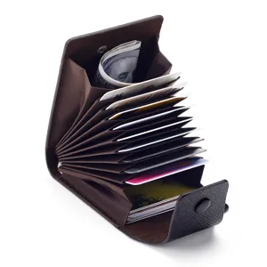 Multifunktionaler Kartenhalter aus Leder mit Akkordeon-Design und Geldscheinfach
