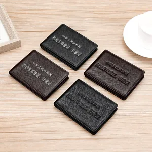 Premium lychee grain leather driver's license holders in black and dark brown finish