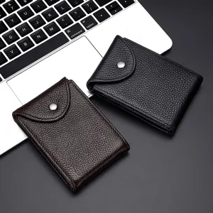 Premium genuine leather 2-in-1 driver license holder wallet for men, black and brown