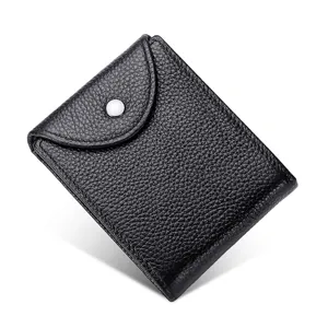Black genuine leather 2-in-1 men's wallet and vehicle document holder case