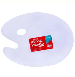 Detailed macro view of the Mont Marte white acrylic palette with 12x16 inch product label