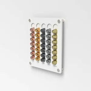 Modern Wall Mounted Acrylic Coffee Capsule Holder Magnetic Coffee Pod Storage Rack Organizer For Home Kitchen Office Coffee Bar
