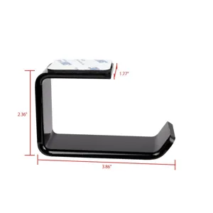 Detailed side view of black acrylic headphone hanger showing dimensions in inches