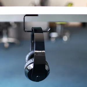 Under-desk minimalist acrylic headphone hanger hook for over-ear gaming headsets