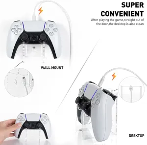 Support mural et de bureau en acrylique transparent pour manette de jeu PS4 et PS5.