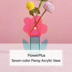 Modern Acrylic Art Flower Vase Transparent Minimalist Decorative Floral Container for Home Living Room Centerpiece Table Ornament
