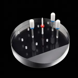 Clear Acrylic Nail Drill Bit Display Stand Round Holder Twelve Holes Storage Organizer For Salon Manicure Tools